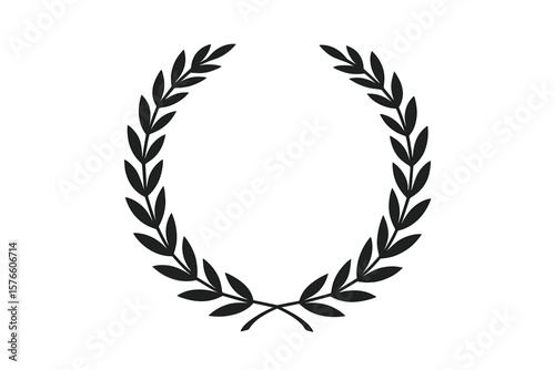 Laurel Wreath Vector Frame for Award, Certificate, Trophy, Achievement, Victory, Honor, Success, Classic Symbol, Elegant Black Silhouette, Isolated Transparent Background