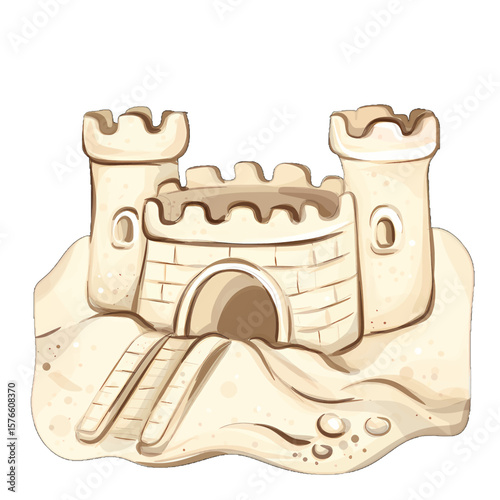 Summer escape to the beach with a whimsical sandcastle surrounded by golden dunes, evoking memories of childhood adventures and sunny days filled with laughter, joy, and the warmth of the sun on your