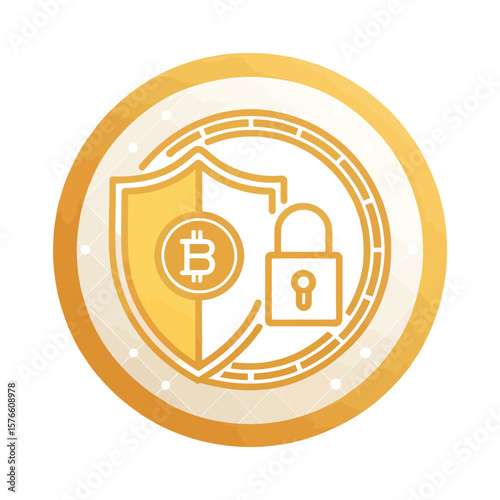 Cryptocurrency Security: A graphic representation of a secure digital currency, combining the iconic bitcoin symbol with a shield and padlock.