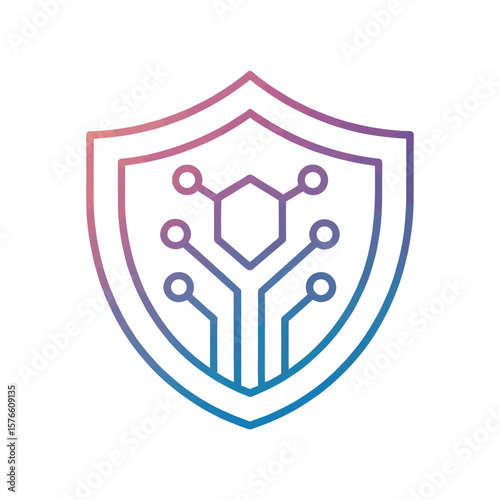 Cybersecurity Shield: A sleek, gradient-colored shield, adorned with intricate circuit board elements. It symbolizes robust protection and digital defense.