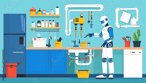 Robot chef in a modern kitchen