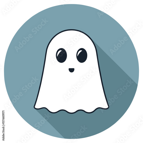Friendly Ghost Illustration: A charming and cheerful ghost illustration, set against a soft blue backdrop, embodies the essence of Halloween with a touch of whimsy.