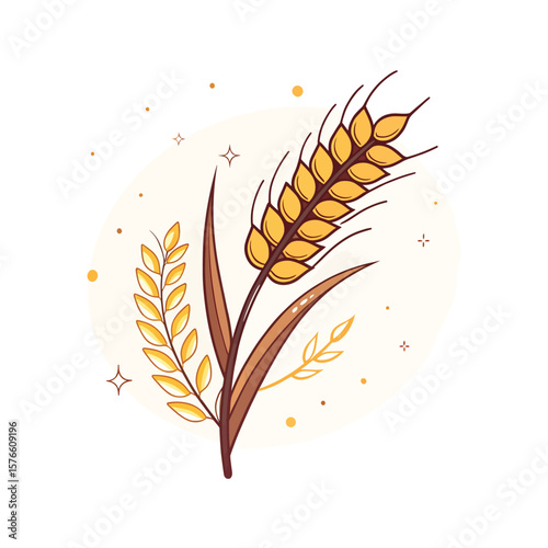 Golden Harvest: A minimalist illustration showcasing the golden beauty of wheat and grain, perfect for themes of abundance, agriculture, and nature's bounty.