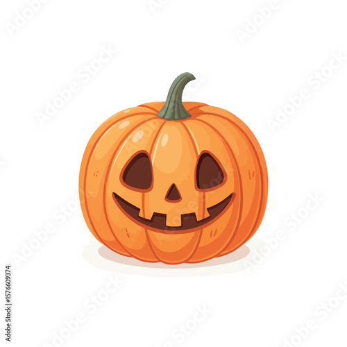 Carved Pumpkin: A captivating carved pumpkin with a friendly grin, embodying the playful spirit of Halloween. The design emphasizes the festive allure of autumn.