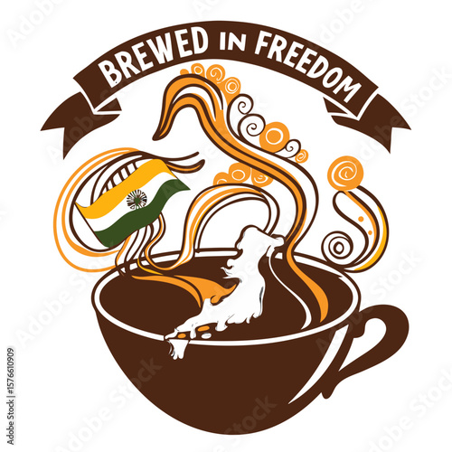 Coffee cup with steaming design representing India