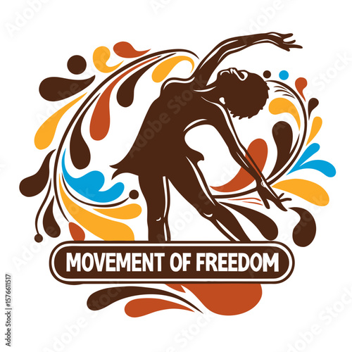 Dancer expressing freedom with colorful swirls in abstract style