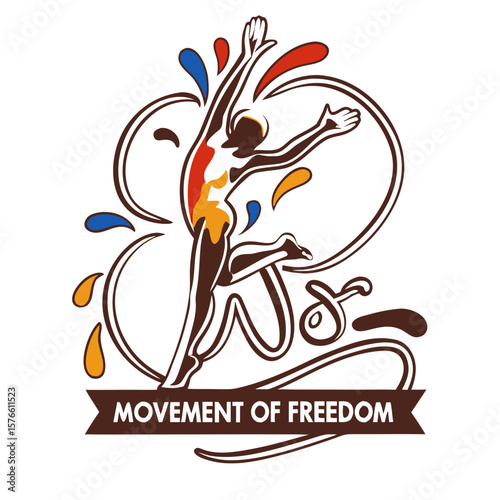 Dancer expressing freedom in vibrant artistic design