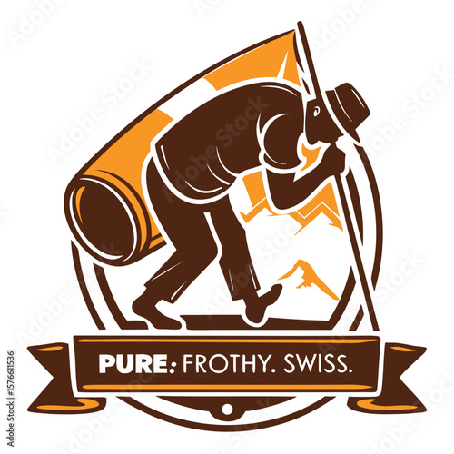 Climber carrying equipment on mountain trail