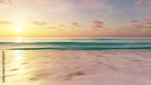 Tropical beach sunrise ocean waves seascape