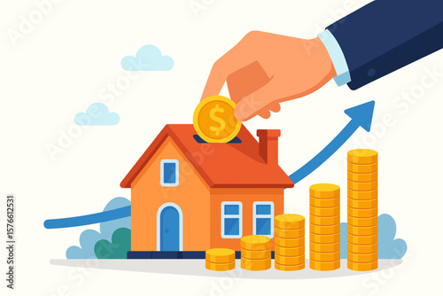 Real estate investment, buying house for rental income, property ownership, ROI, mortgage, financial growth, profit, savings, wealth building, investment opportunity concept
