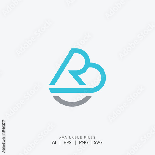Abstract R and B Letter Logo , Minimalist Initial A or R with B Shape Icon, Sleek Connected Lettermark Logo 
