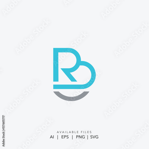 Abstract R and B Monogram Logo, Minimalist Initial R B Lettermark Icon, Sleek Connected R B Logo