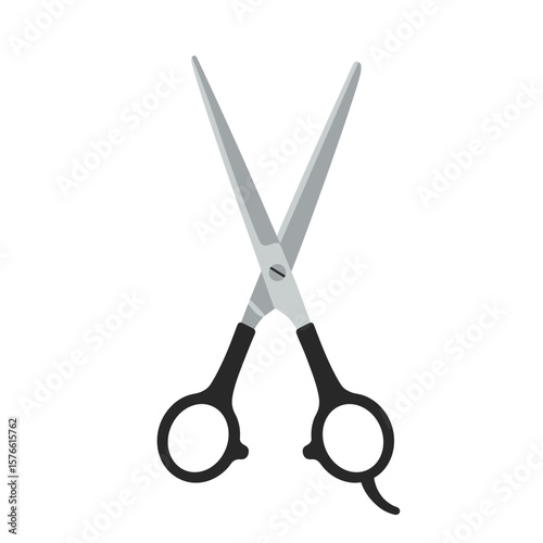 Scissors with black handles in a minimalist flat design  