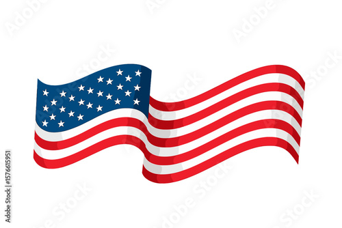 American flag wavy ribbon. Abstract banner design element for USA election campaign, patriotic event. Fourth of July, Independence Day celebration. Memorial day holiday symbol.