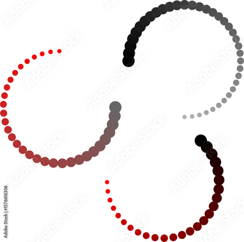 concentrated circles of red, black and gray, halftone, vector