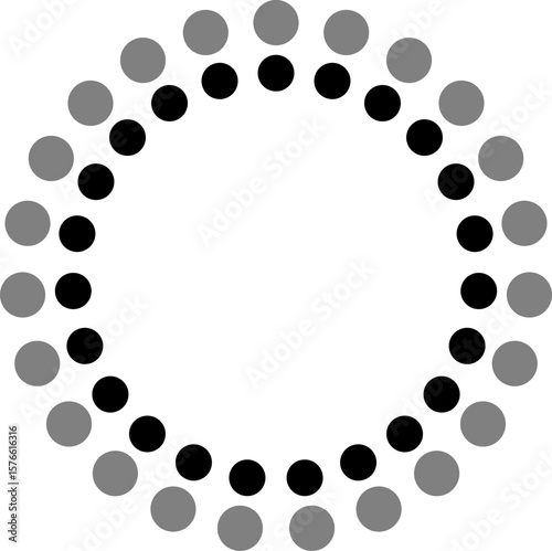 concentrated circles of red, black and gray, halftone, vector