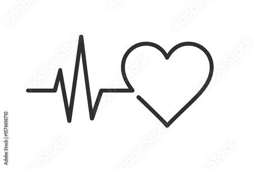 Heartbeat Line Icon, ECG EKG Pulse Graph, Heart Rate Monitor Symbol, Medical Health Care Vector, Cardiogram Illustration, Vital Signs, Hospital, Transparent Background