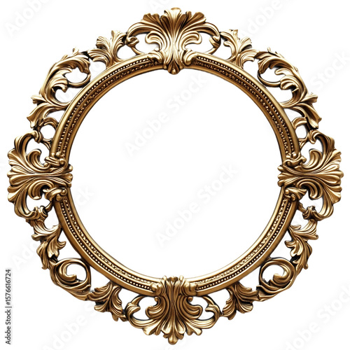 round frame Victorian age gold on white background.