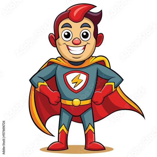 Cartoon superhero with a happy expression