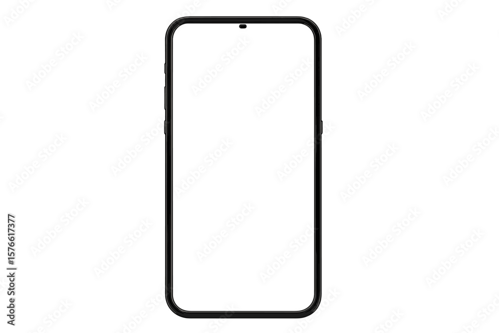 Modern Smartphone Frame with Blank Screen, Realistic Mobile Phone Mockup, Isolated Vector Template, Minimal Black Device, Transparent Background, Digital Technology Concept Modern Smartphone Frame with Blank Screen, Realistic Mobile Phone Mockup, Isolated Vector Template, Minimal Black Device, Transparent Background, Digital Technology Concept