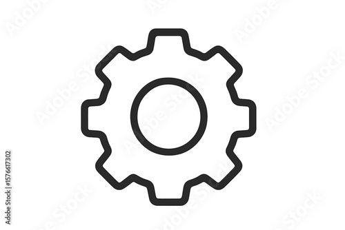 Gear Settings Icon Vector. Simple Cogwheel Symbol for App, UI, Website, System Preferences, Configuration, Tools, Technology, Engineering, Maintenance, Isolated on Transparent Background