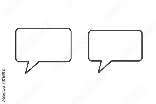 Simple speech bubbles. Rectangular speech balloon. Chat box icon for text. Talking quote comic. Dialogue frame. Communication message sign. Vector graphic design illustration.