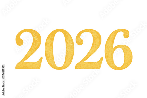 2026 Gold Numbers, New Year Celebration, Shiny Golden Text, Festive Party Decoration, Modern Vector, Isolated Transparent Background, Holiday Event Design, Elegant Typography