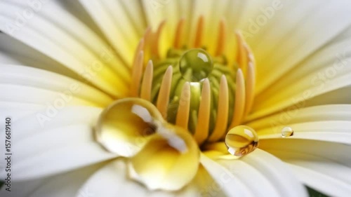 Water Droplets on White and Yellow Daisy