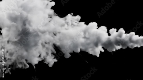 White Smoke Billowing on Black Background