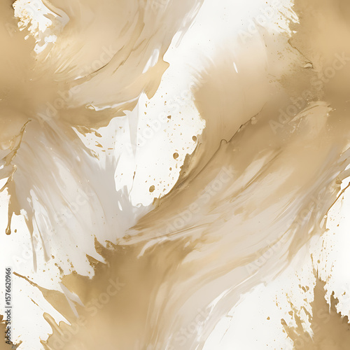 Golden Beige Abstract Flowing Brush Texture Background with Elegant Liquid Swirl Design ai