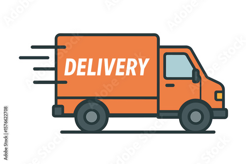 Fast delivery truck vector icon. Express shipping service concept. Logistics and transportation symbol for online shopping. Quick cargo freight van moving with speed illustration.
