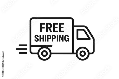 Free shipping truck icon. Fast delivery service vector symbol. E-commerce online shopping logistics badge. Van sign for web, app promotion. Transport freight delivery.