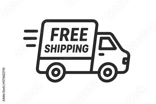 Free shipping truck icon. Fast delivery service symbol. E-commerce transport and logistics vector sign. Online shopping offer badge for web, app and promo materials.