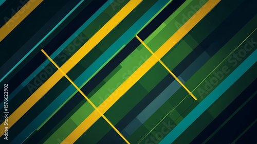 Colorful stripes create a dynamic pattern in a modern abstract design emphasizing green and yellow tones