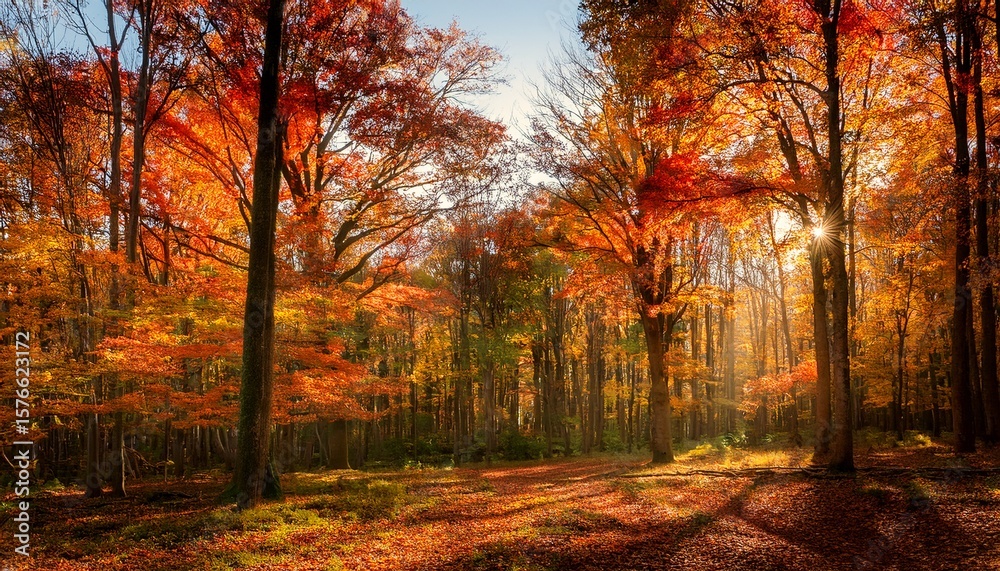 Fototapeta premium vivid autumn foliage adorning the trees in a forest
