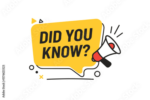 Did you know label with megaphone. Modern banner design for business, marketing, advertising, blog. Interesting fact, knowledge, quiz, question, trivia vector icon element.