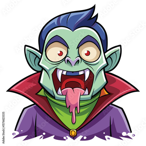 Cartoon vampire with dripping blood