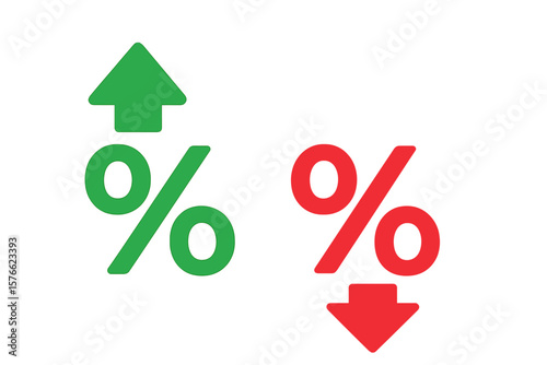 Percentage Arrows Up and Down Vector Icon, Increasing and Decreasing Percentages, Growth and Decline Symbols, Business Finance Banking Credit Concept Element