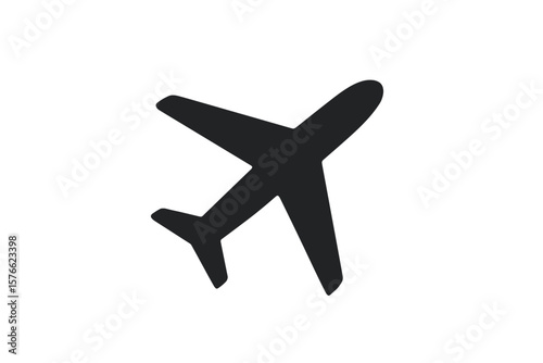 Airplane Silhouette Icon, Jet Aircraft Symbol, Travel and Transport Vector, Aviation Flight Sign, Black Plane Graphic, Transparent Background, Airline, Tourism, Web, Mobile, Commercial Use