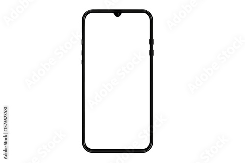 Realistic Smartphone Mockup with Blank Transparent Screen, Modern Mobile Phone Template, Isolated Vector Illustration, Editable Transparent Background, Device UI Design Resource