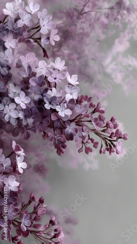Lilac blossoms in soft shades creating a serene floral display on a muted background during springtime