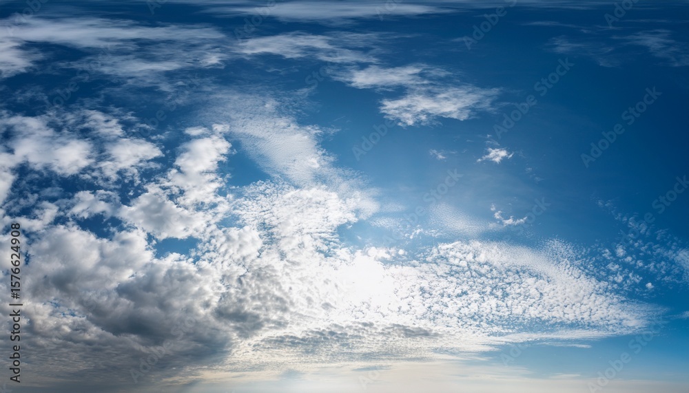 Obraz premium panorama of clouds in a blue sky with sun reflections