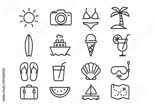 Business strategy line icon set. Concepts for management, startup, marketing, finance, success, and growth. Editable stroke vector symbols for planning, analysis, and solutions.