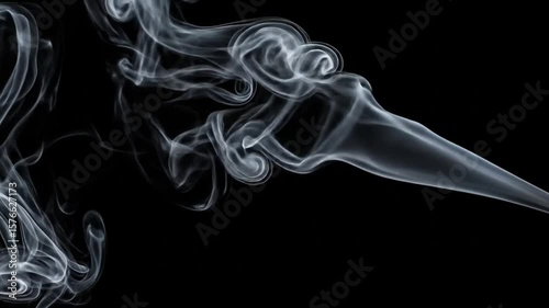 Abstract White Smoke on Black Background