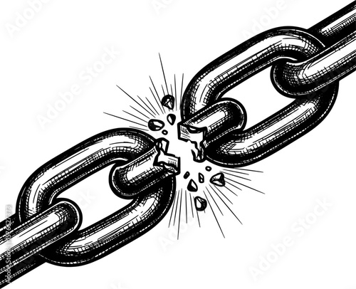 Broken chain , hand-drawn style