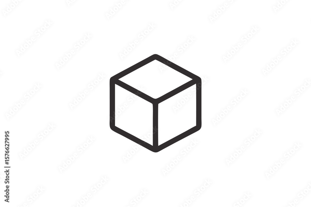 Tofu Cube Icon Vector Minimal Line Design On White Tofu Cube Icon Vector Minimal Line Design On White