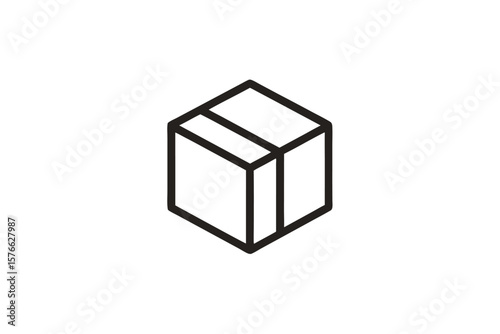 Tofu Cube Icon Vector Minimal Line Design On White