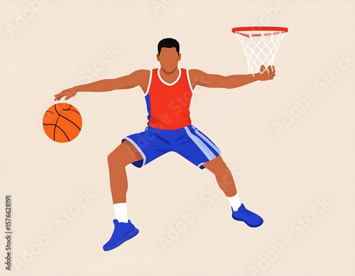 Basketball player in mid-air