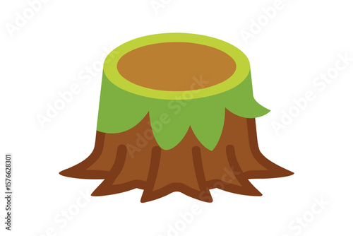 Tree Stump Icon Vector Cartoon On White