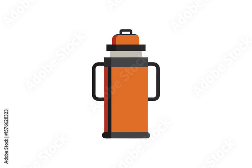 Thermos Flask Icon Vector Camping Style On White
